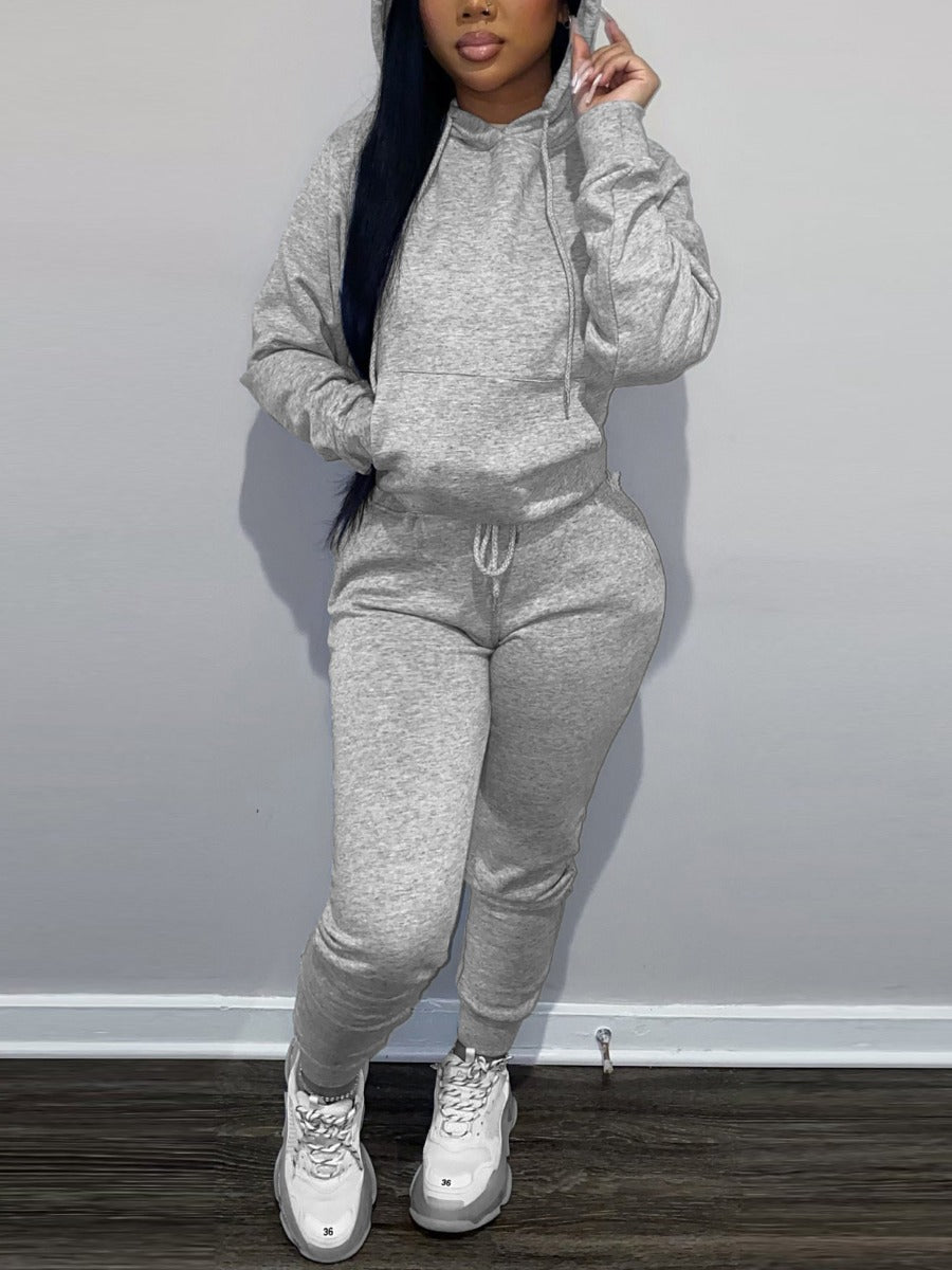Fleece Hoodie Jacket Two-Piece Set