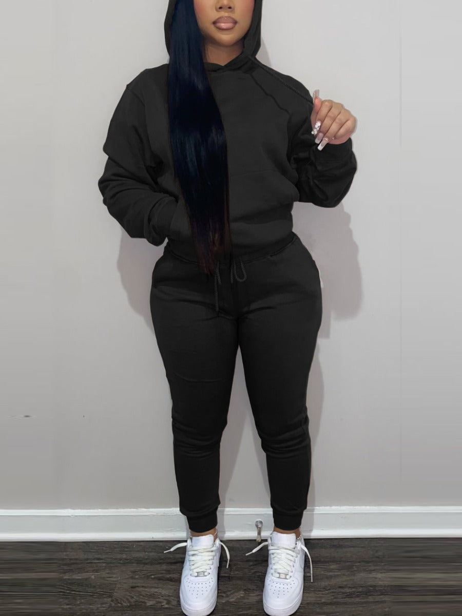 Fleece Hoodie Jacket Two-Piece Set