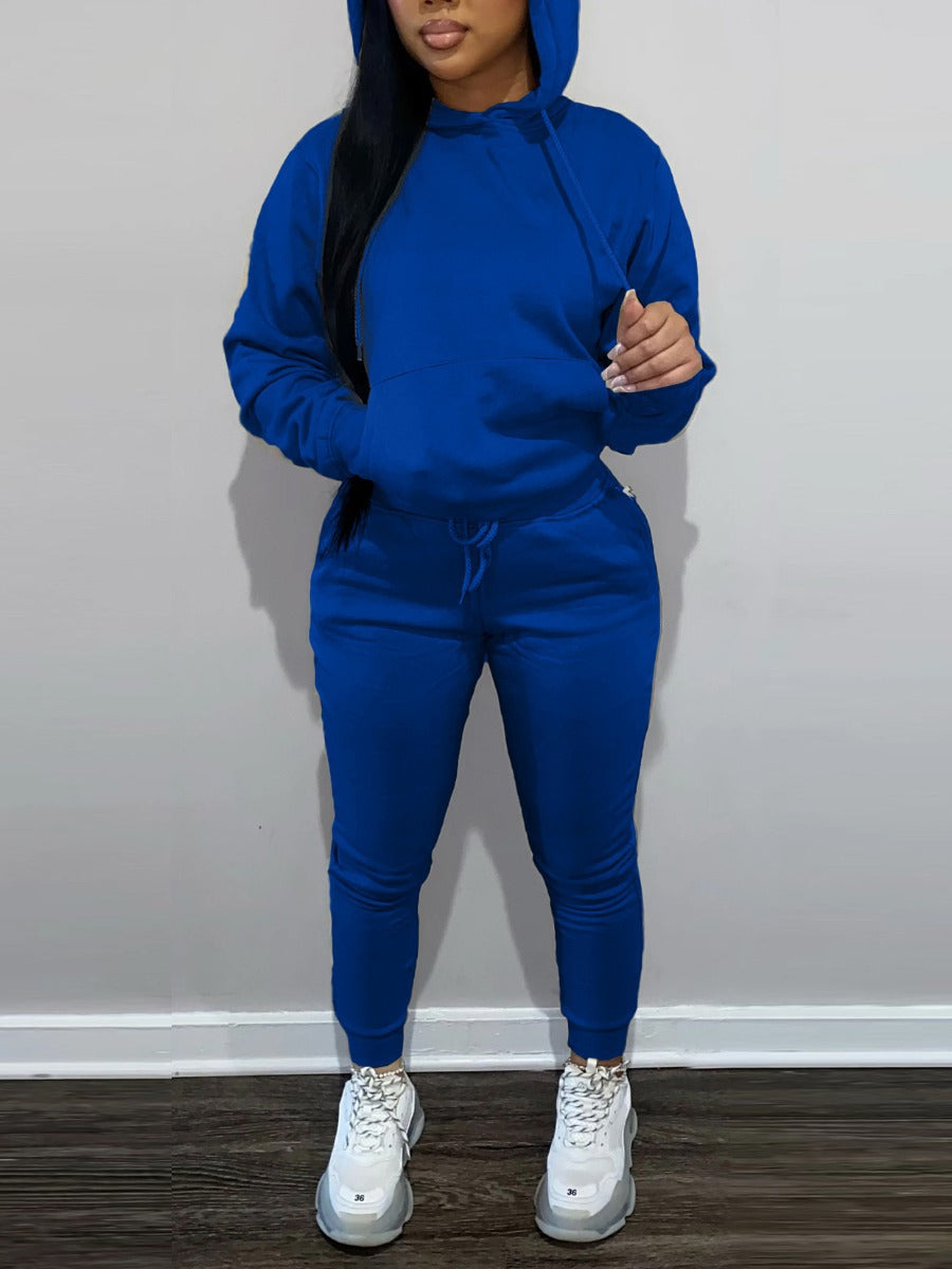 Fleece Hoodie Jacket Two-Piece Set