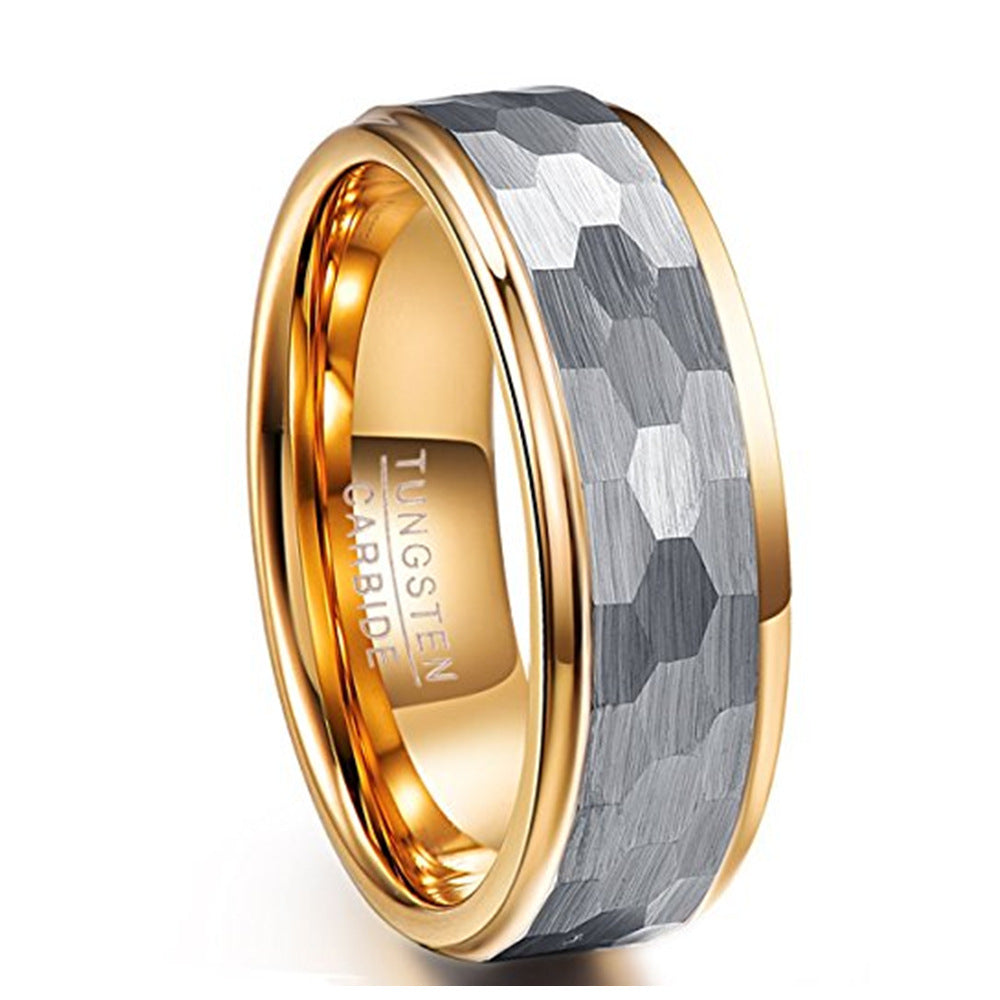 Silver Gray Frosted 8MM Tungsten Hexagonal Ring